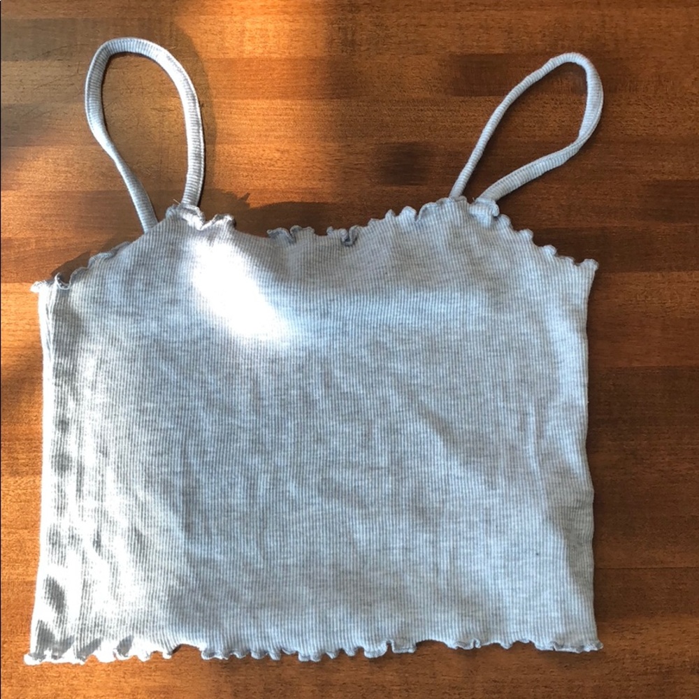 Topshop Light Gray Ribbed Crop